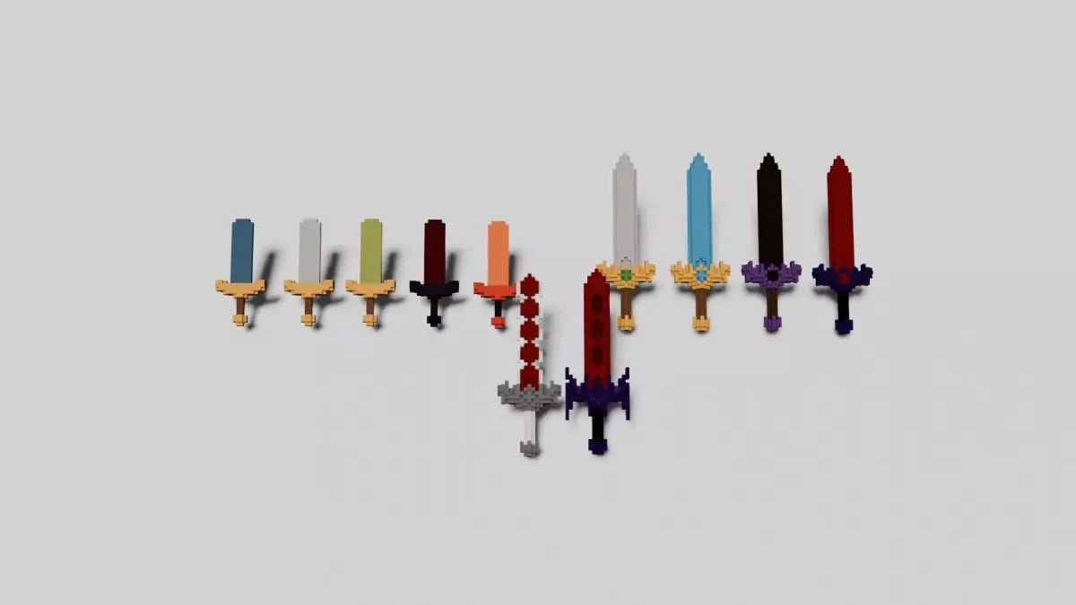 Voxel Swords Pack Low-poly 3D model