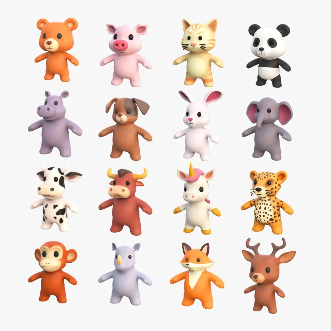 Little Animal Baby Animated Pack 01 3D model