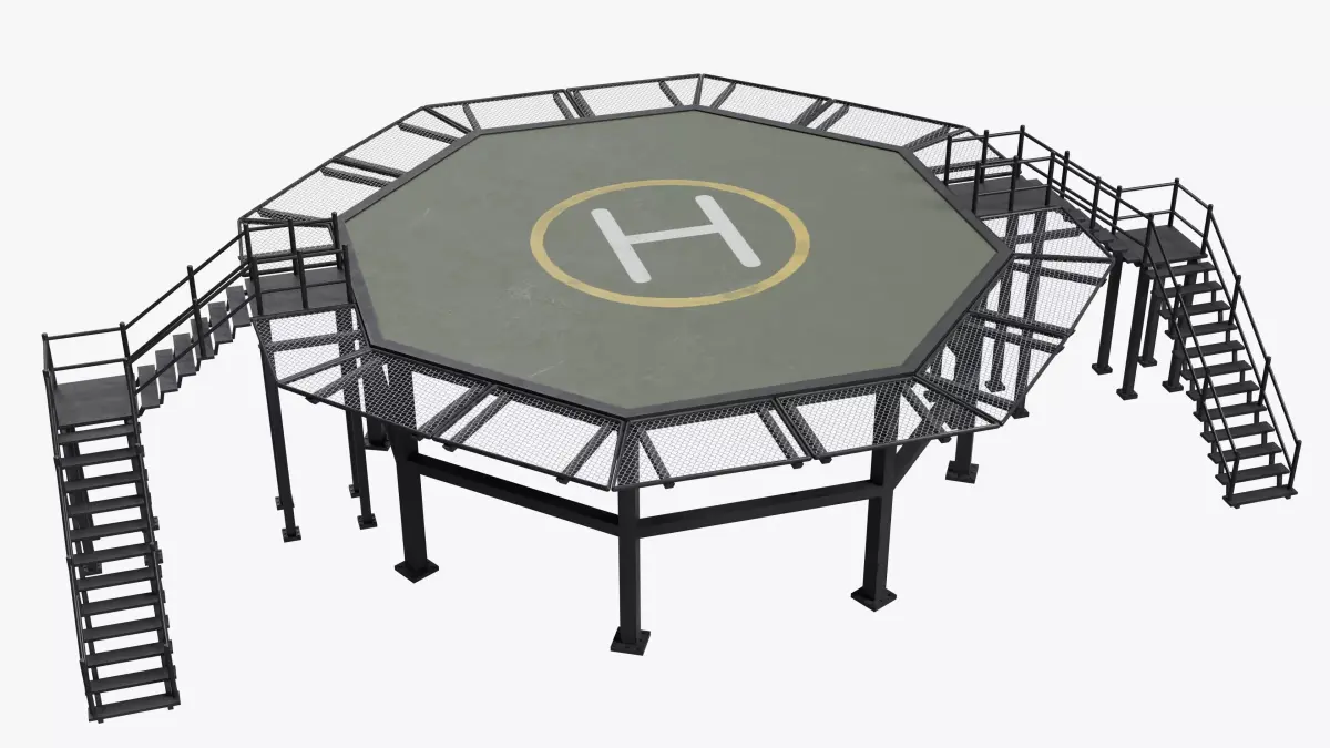 Octagonal Heliport Low-poly 3D model