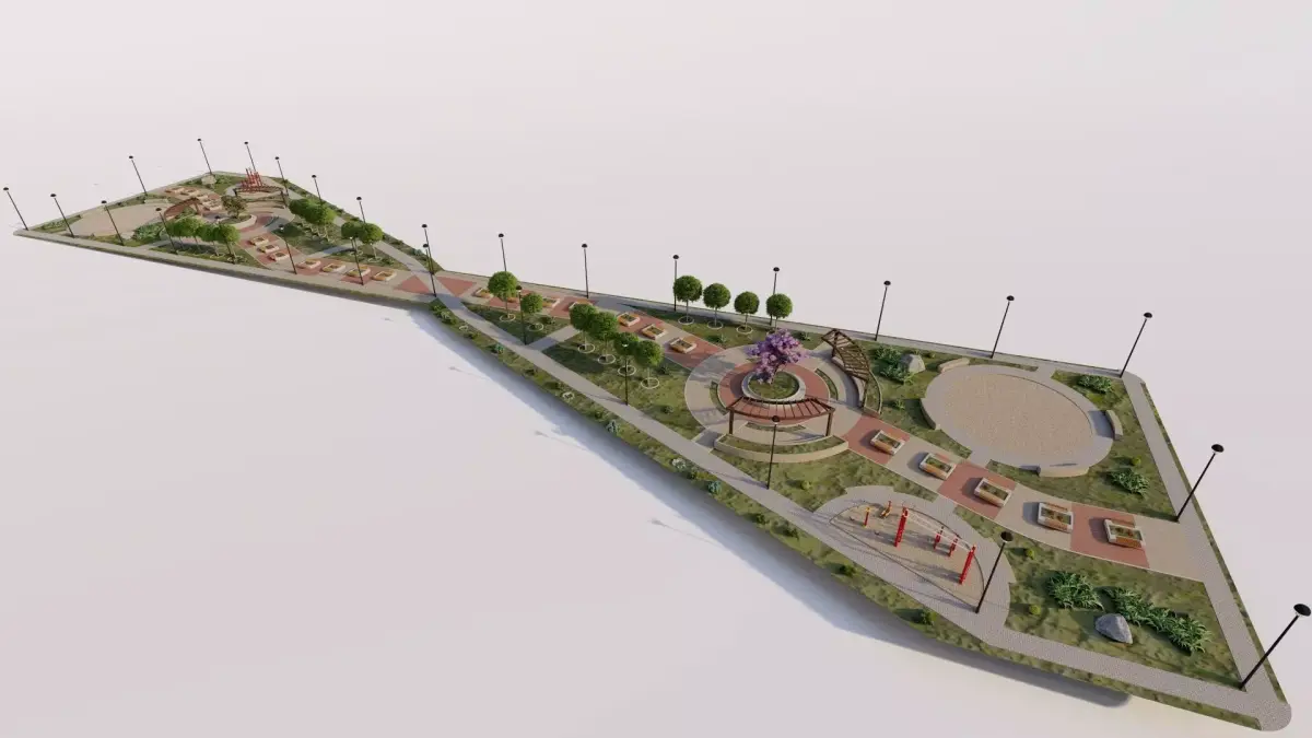public park-Private Park Landscape 3D model 13