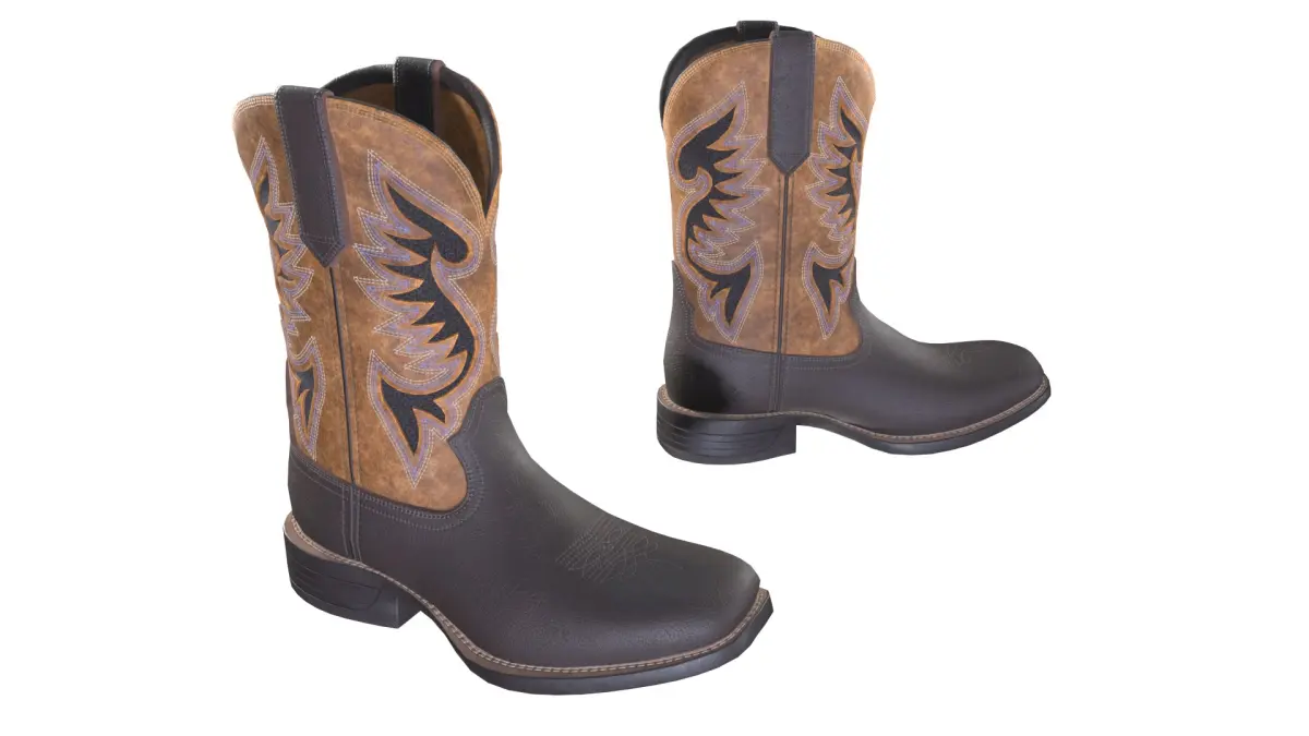 Classic Brown Western Cowboy Boots 3D model