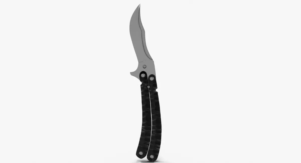 Balisong Butterfly Knife Black Matte Low-poly 3D model