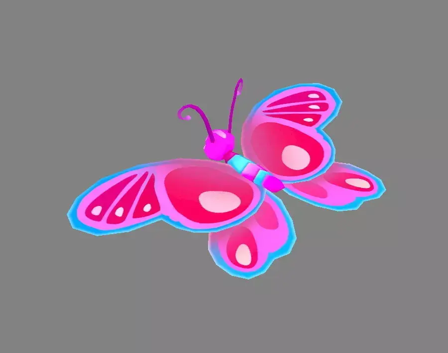 Cartoon butterfly - purple Low-poly 3D model