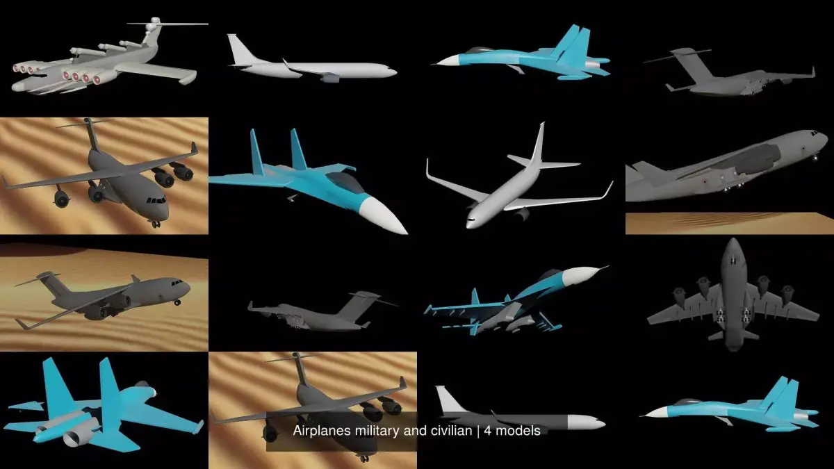 Airplanes military and civilian 3D Model Pack