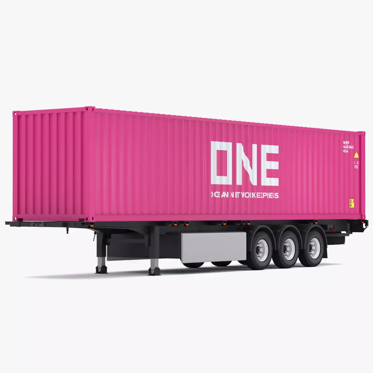 One Container Semi Trailer 3D model