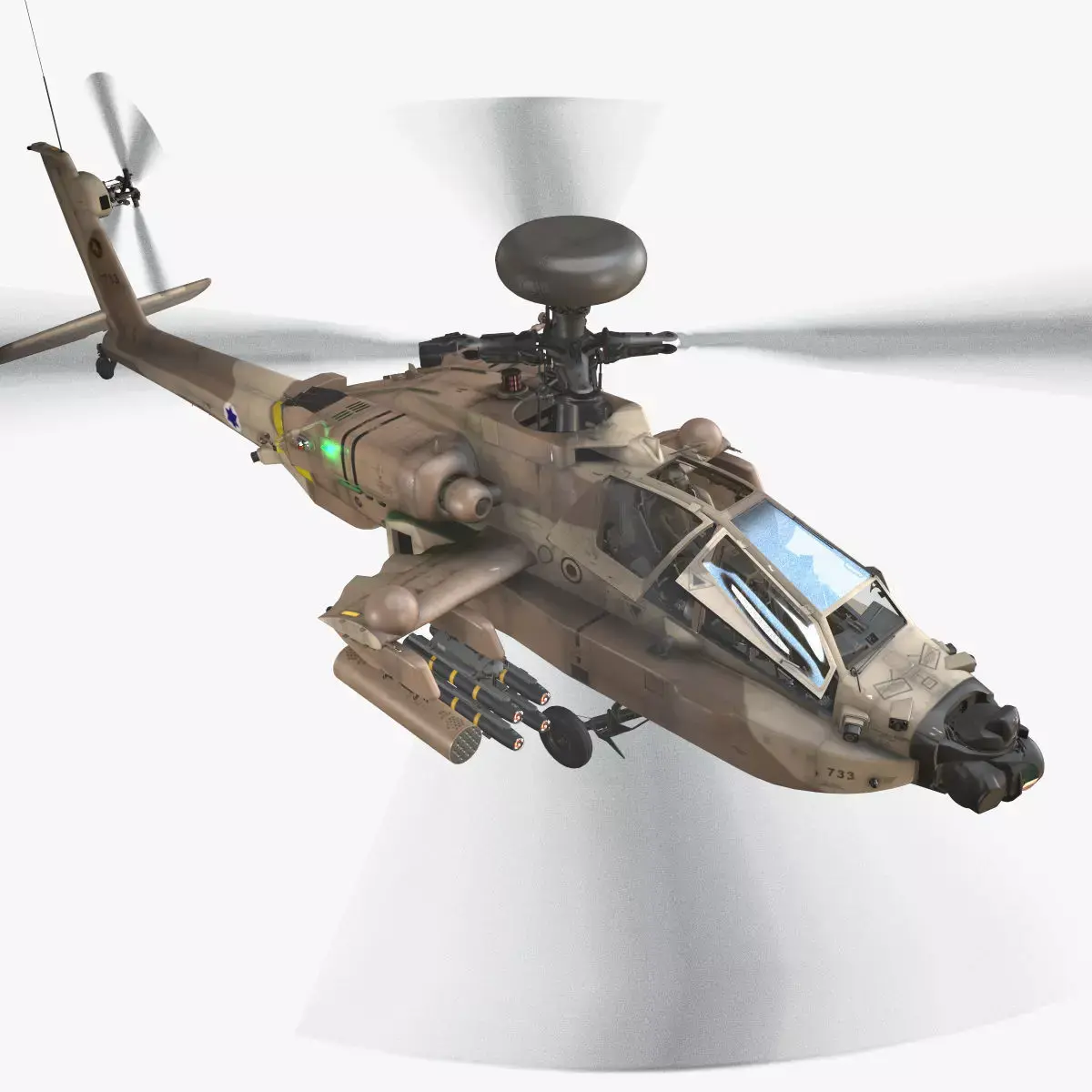  Apache AH-64D Israel Air Force Complex Low-poly 3D model