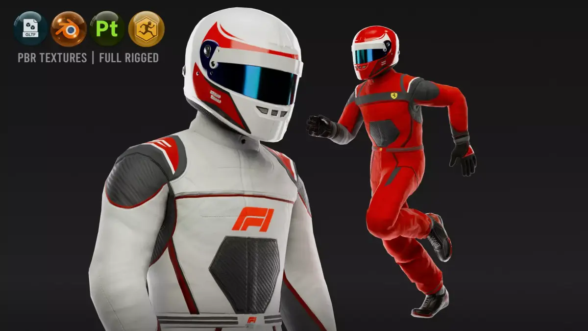 Racing Driver GameReady Low-poly 3D model