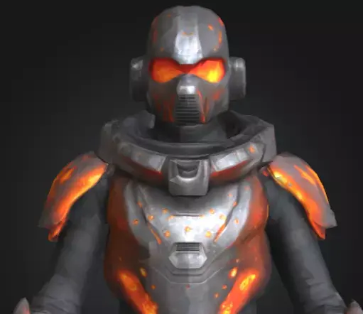 Emberclad Fire Soldier in Heat Resistant Iron Mask Low-poly 3D model