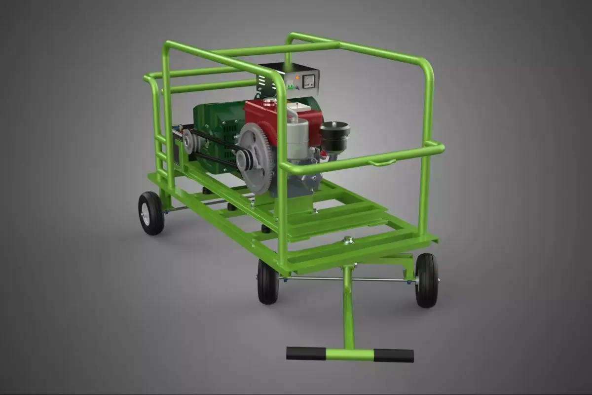 COMPACT DIESEL ENGINE GENERATOR MOUNTED TRANSPORT CARRIAGE DOLLY 3D model
