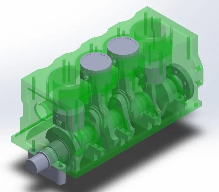 3D Solidworks 4 cylinders Engine plus awesome animation 3D model