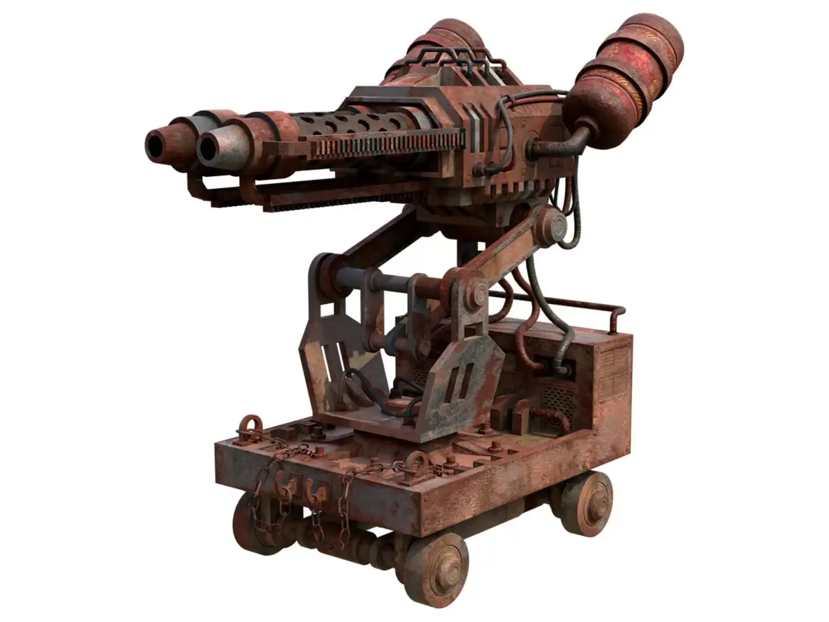 Flamethrower Turret-1-Rusty-Grey 3D model