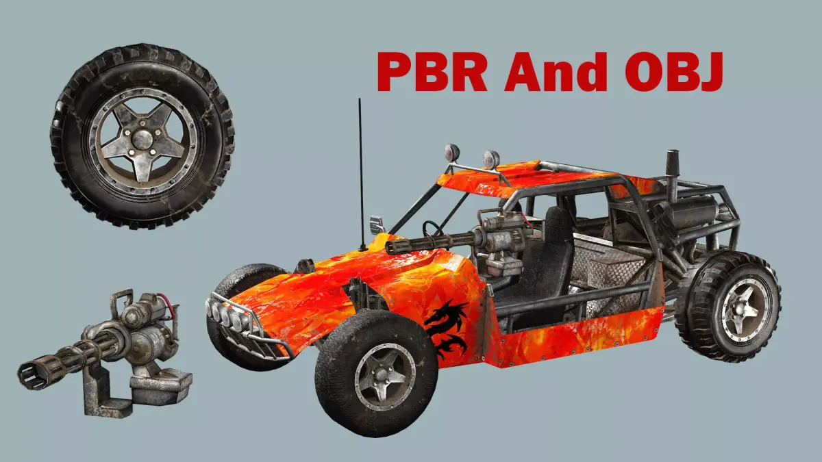 Post-Apocalypse Buggy Car D With Gunholder 3D Model Low-poly 3D model