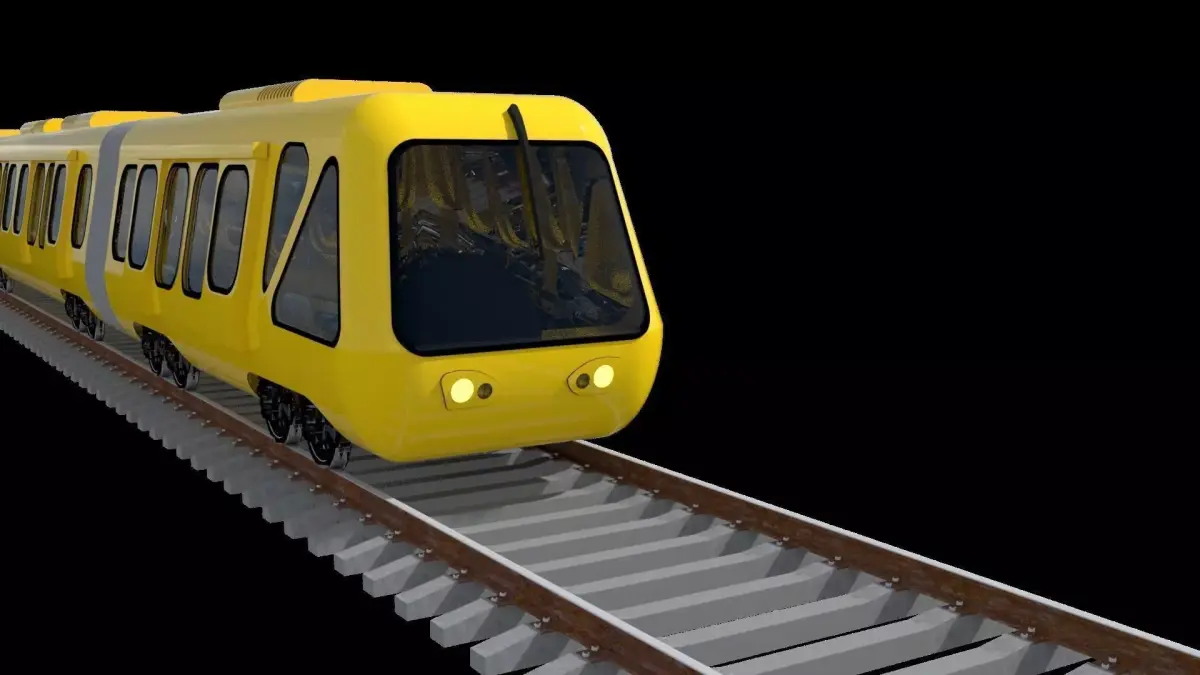 Train on tracks - animation 3D model