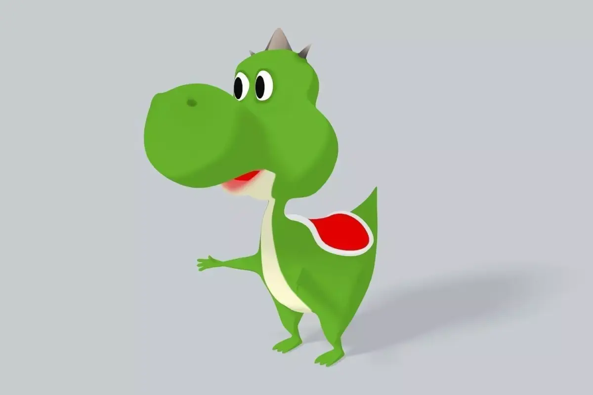 Dragon dinosaur wearing crown 3D model