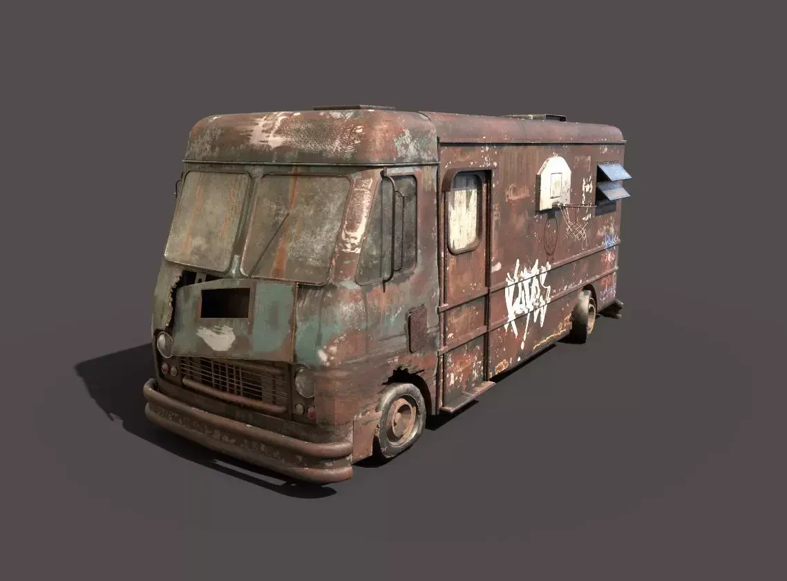 Abandoned Van With Graffiti 3D model
