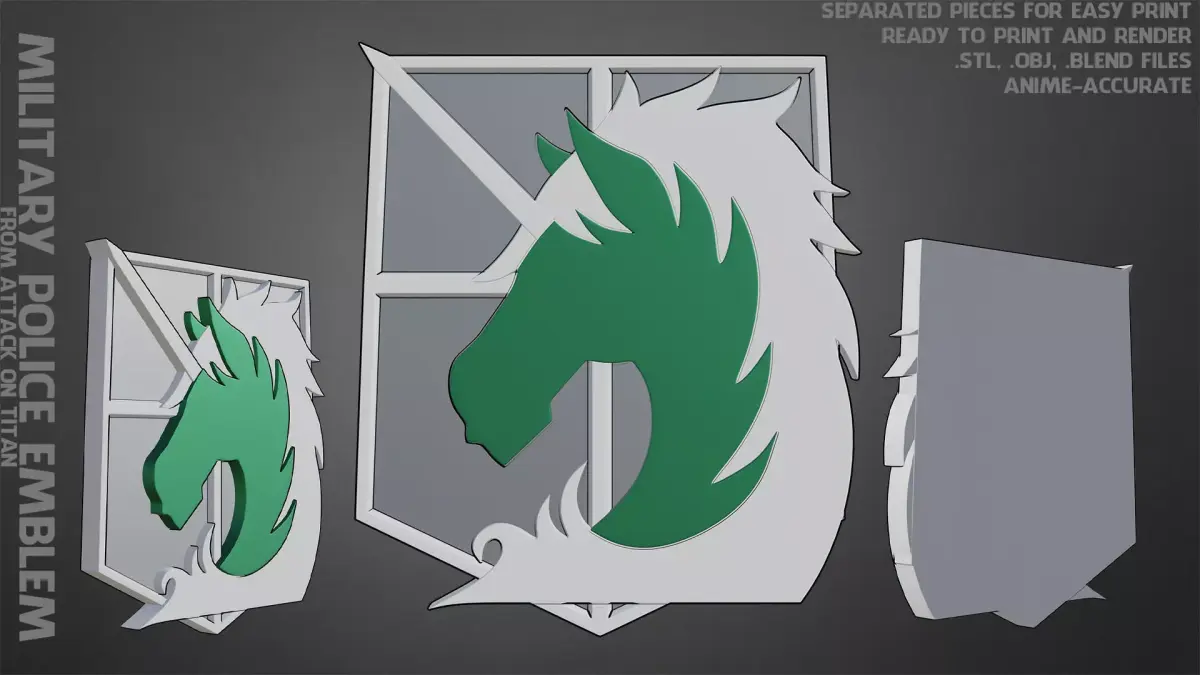Attack On Titan Military Police Brigade Emblem Logo for Cosplay 3D print model
