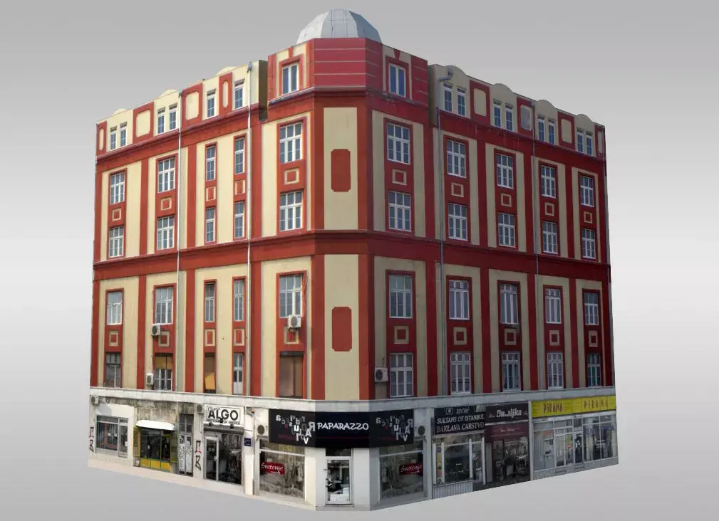 Classical Corner Building Low-poly 3D model