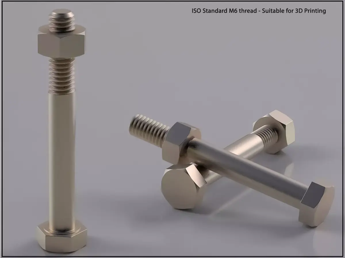 Bolt and Nut  M6 thread  Suitable for 3D Printing 3D print model