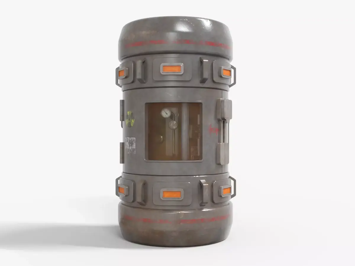 Tritium Container Hydrogen-3 Low-poly 3D model