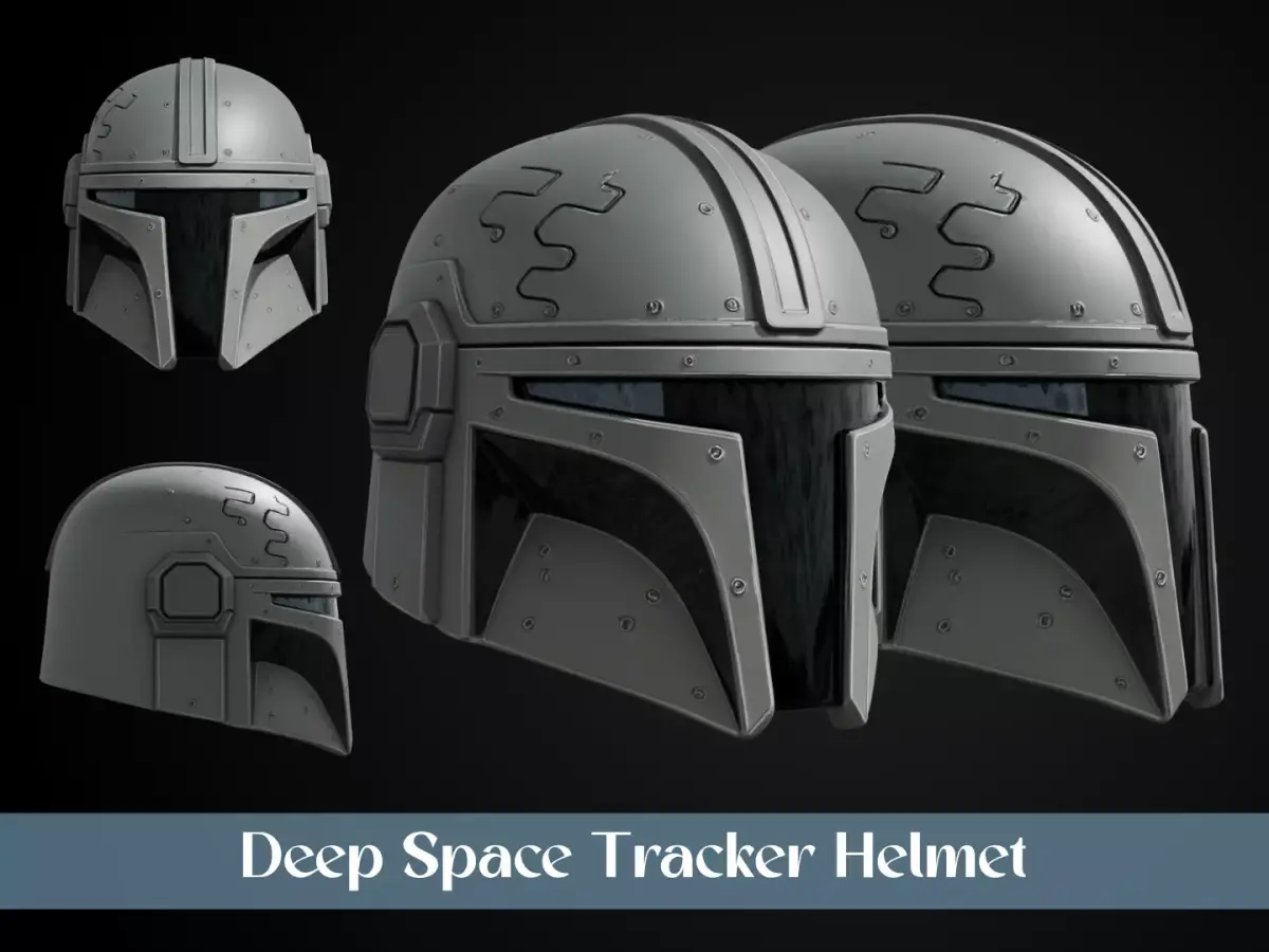 Stylized Interstellar Bounty Hunter Helmet - Deep Space Tracker 3D print model