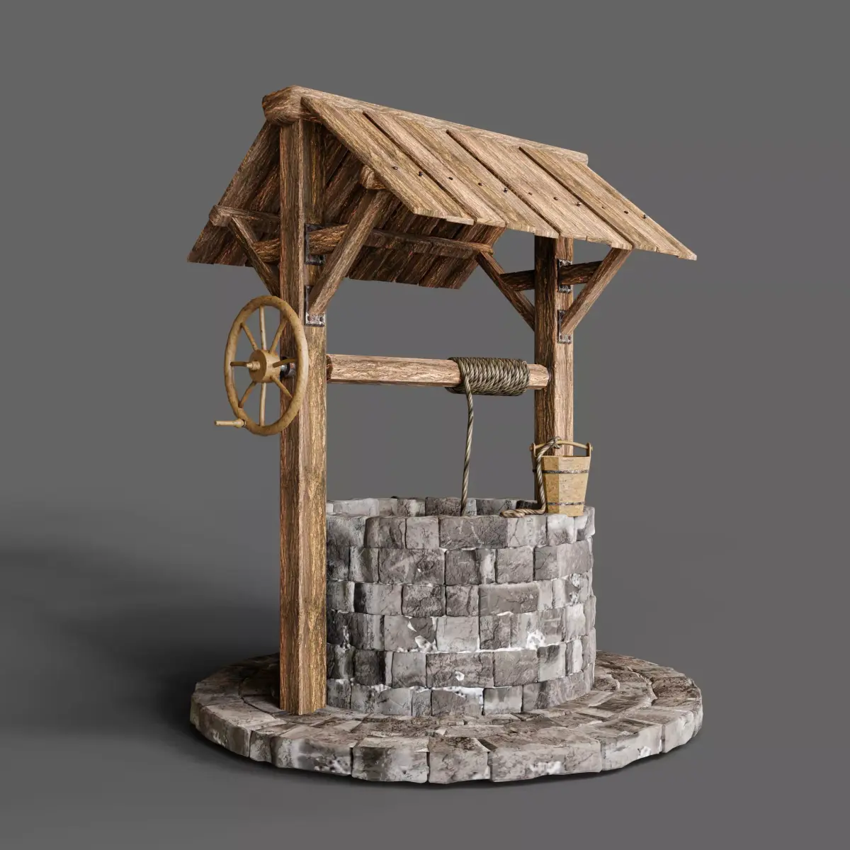Medieval water well Low-poly 3D model purchase
