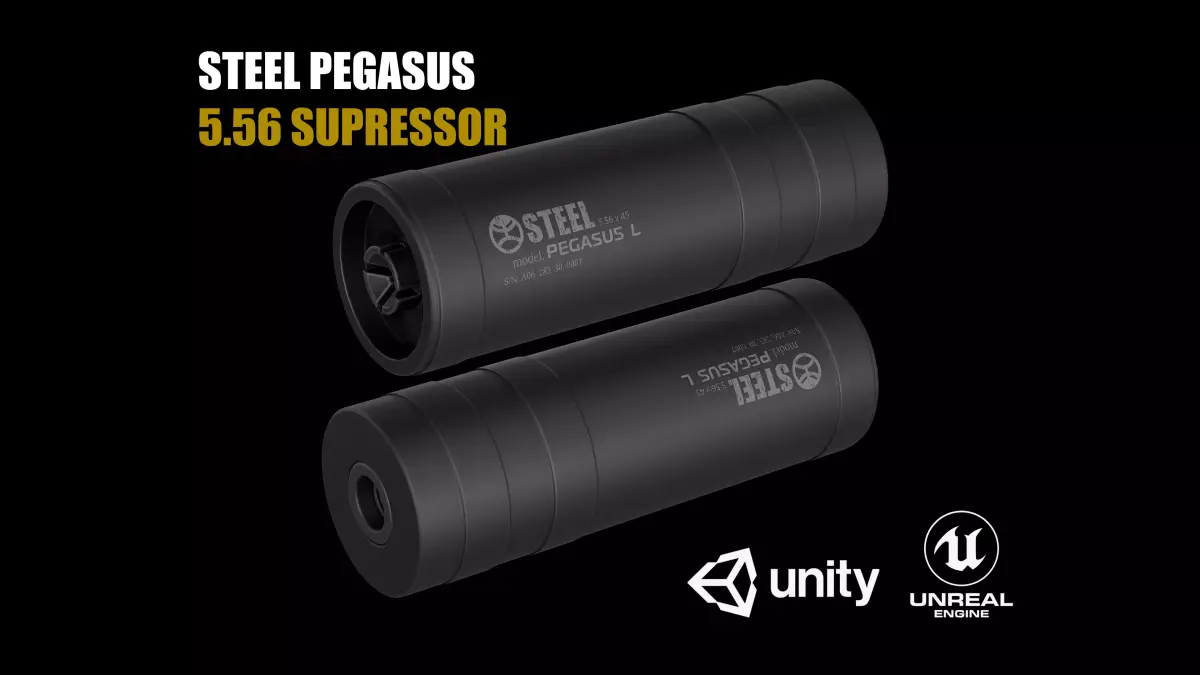 Steel Pegasus Supressor Low-poly 3D model