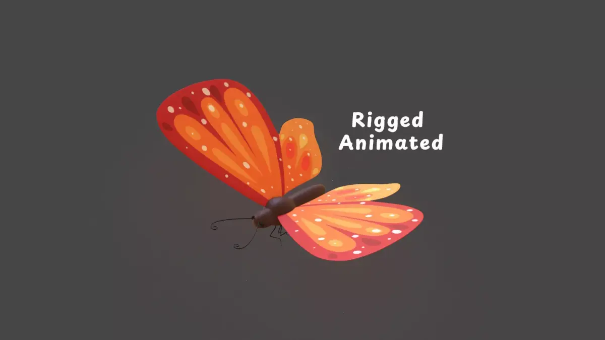 Butterfly Wing Flapping 2 Animated Low-poly 3D model
