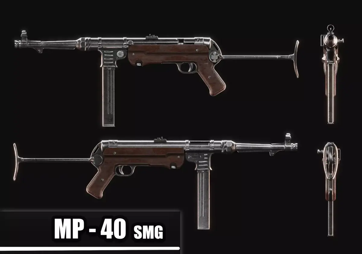MP 40 - WW2 Submachine Gun - PBR Game Ready Low Poly Free low-poly 3D model