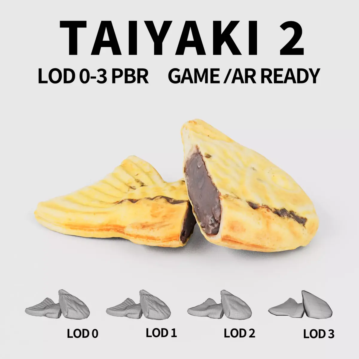 Cut Taiyaki 3D model Low-poly 3D model