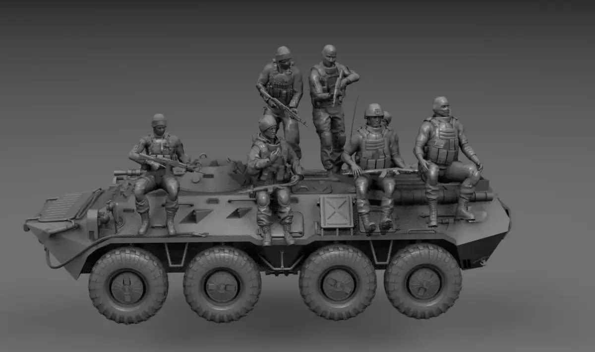 PACK 8 SOLDIERS CONFLICT UKRAINE IN BTR 80 3D print model
