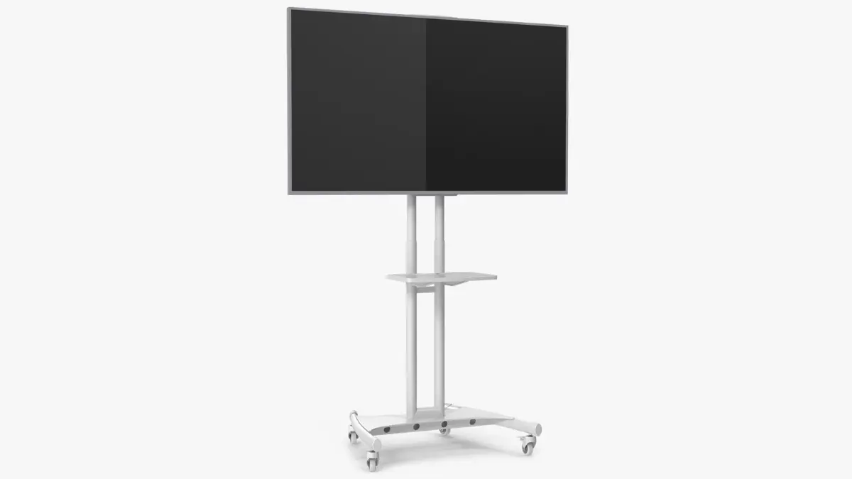 TV Display Stand with Mounted Screen White 3D model