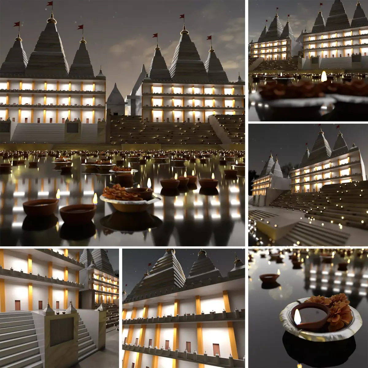 Hindu temple Low-poly 3D model