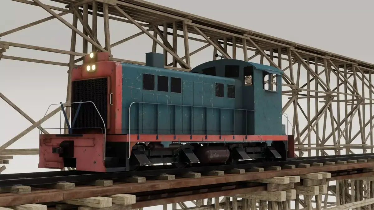 Railway Bridge 3D models complete of locomotive 3D 3D Model Pack