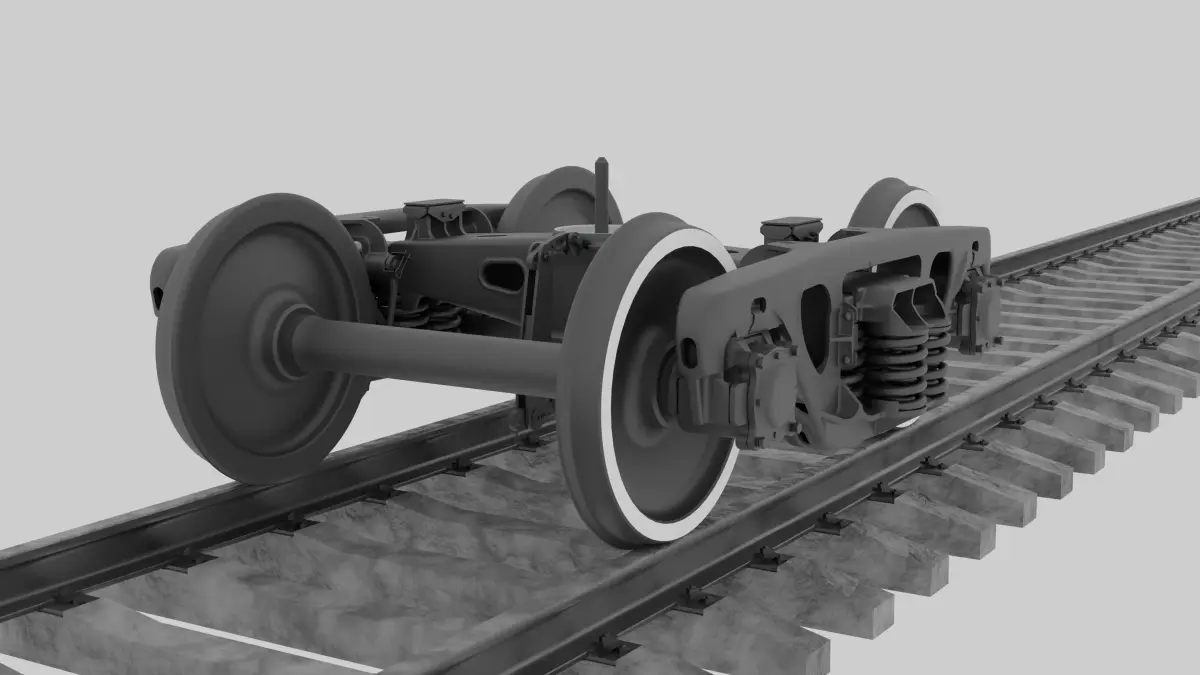Train wheel undercarriage 3D model