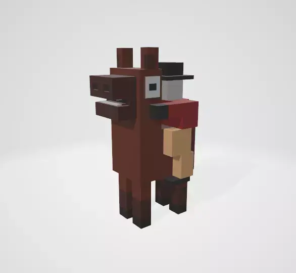 Crossy Road type game Horse and Rider Low-poly 3D model