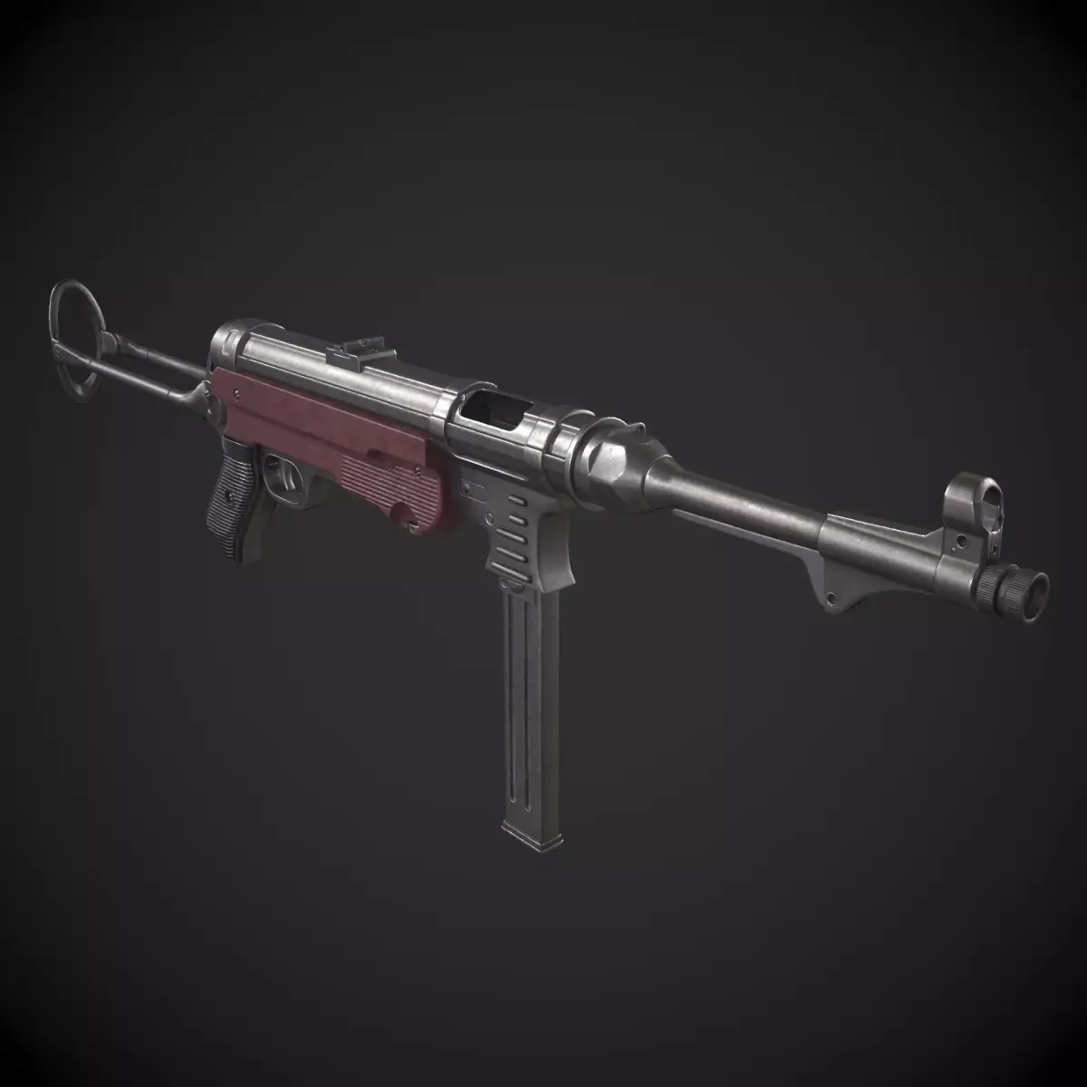 MP40 Submachine Gun Low-poly 3D model