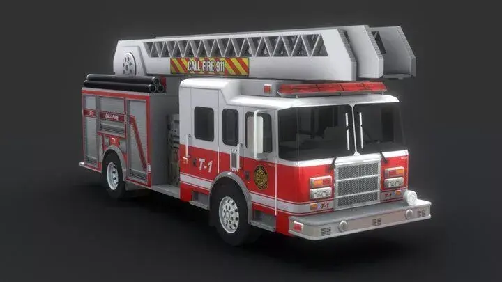 Fire truck  Low-poly 3D model purchase