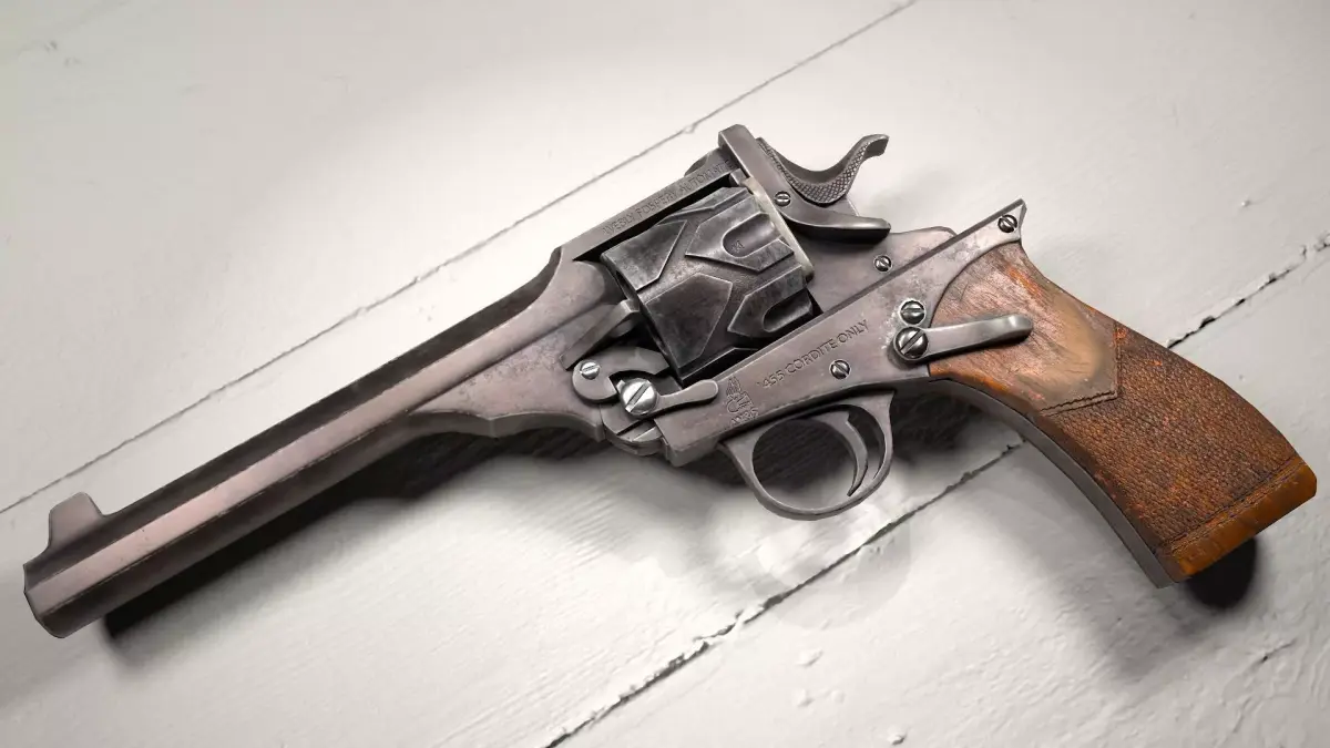Webley Fosbery Automatic Revolver Low-poly 3D model
