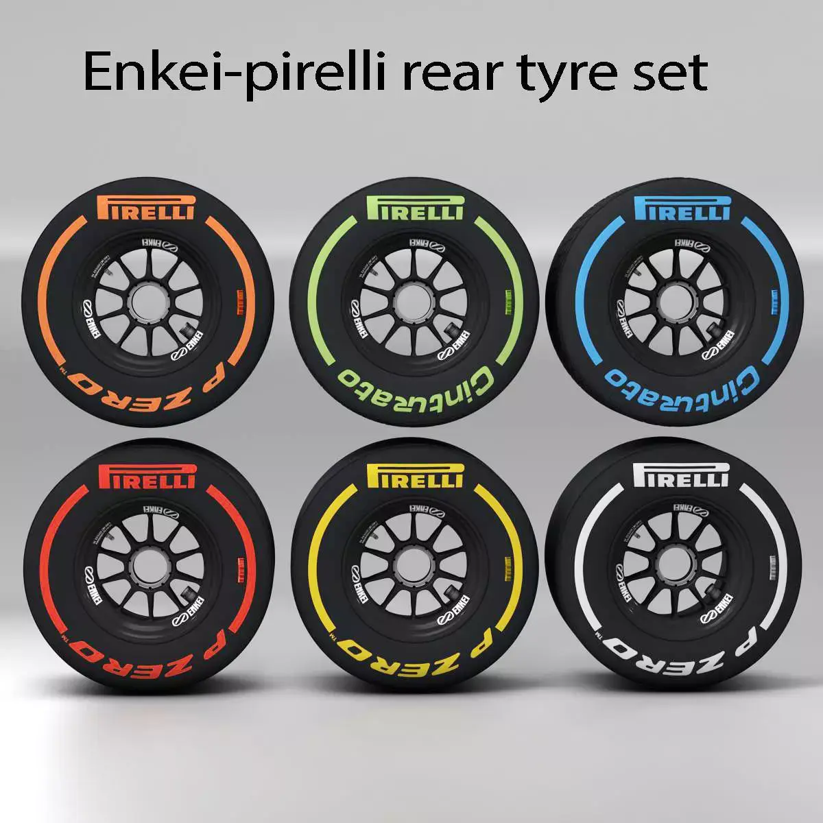 enkei rear tyre set Low-poly 3D model