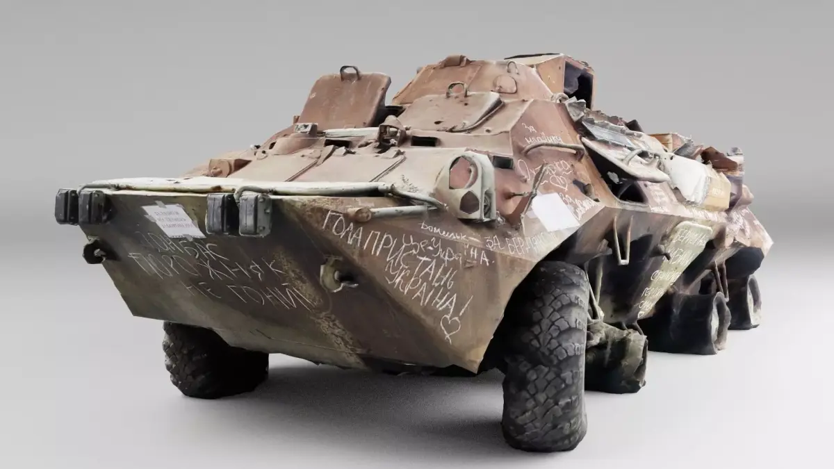 Destroyed BTR-80 wheeled amphibious armoured personnel carrier 3D model