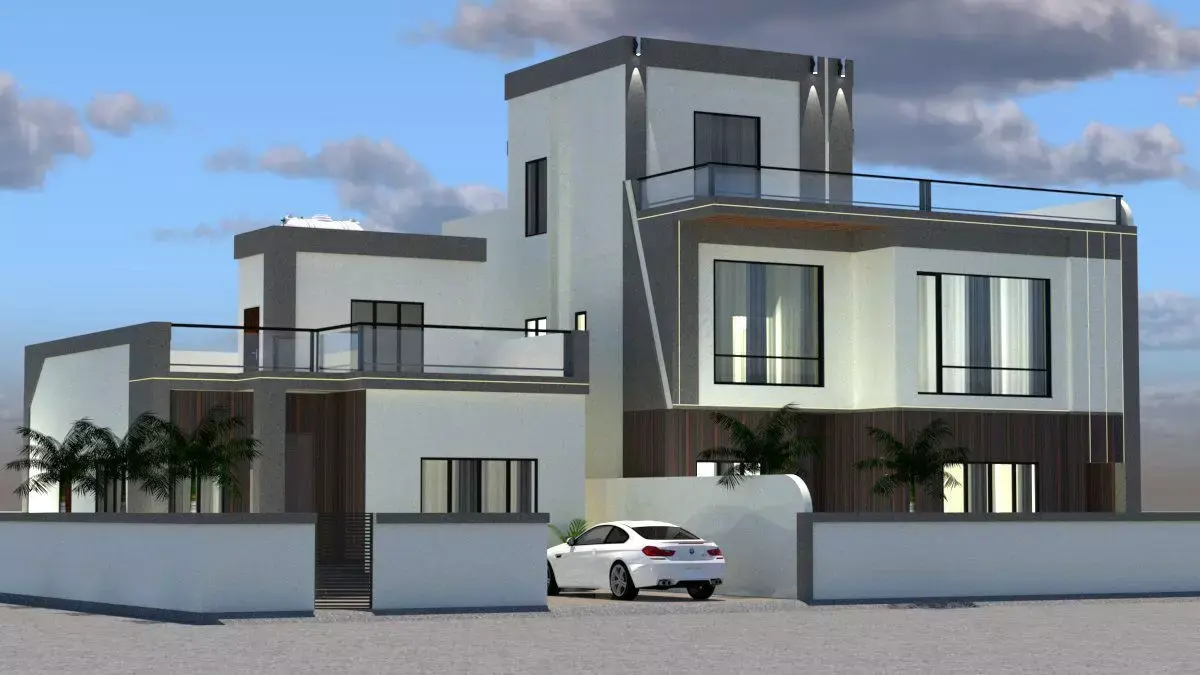Modern Private Villa with Garage A11 3D model