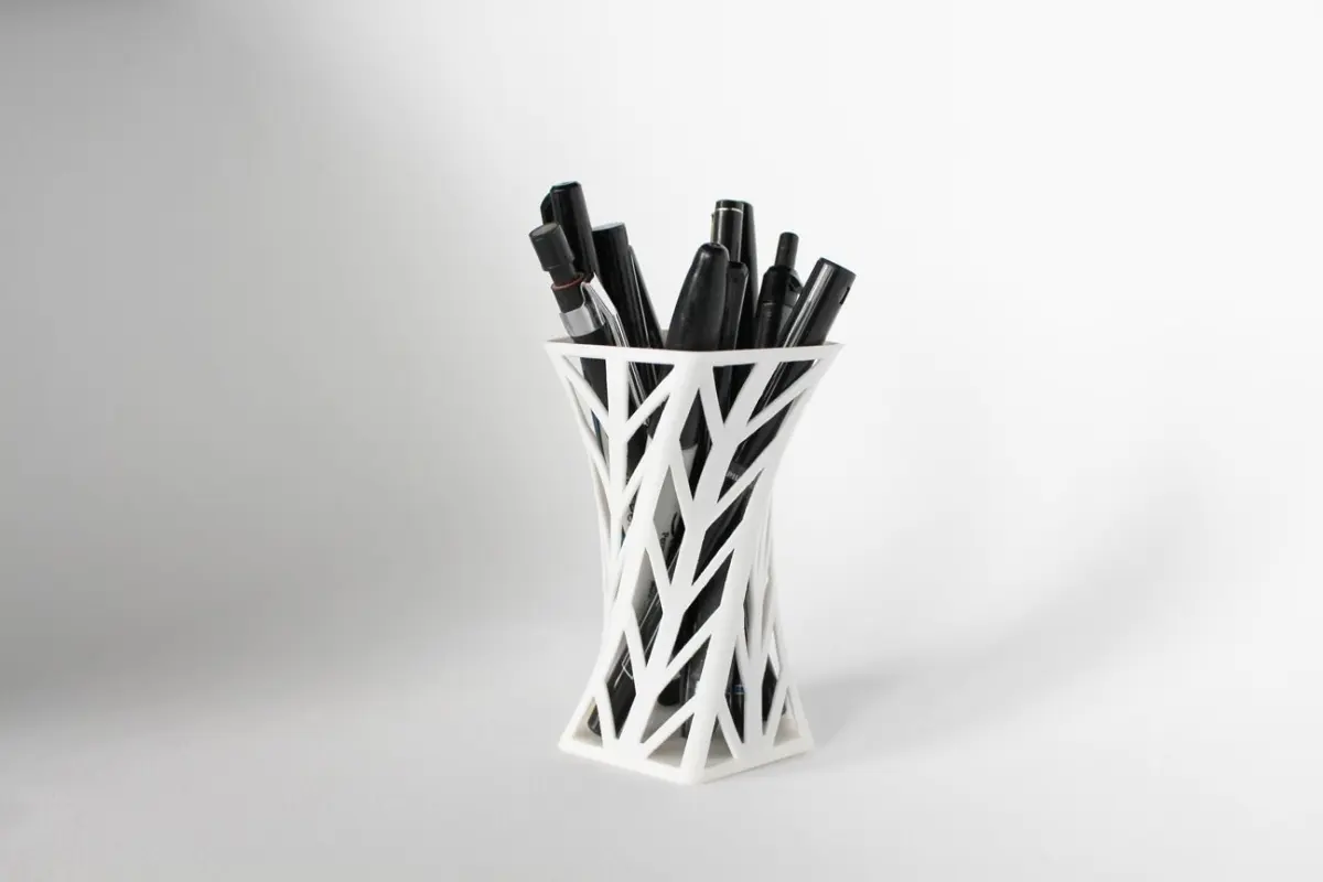 008f - Pen Holder - Wireframe - Arrowhead Pattern - 3D print model