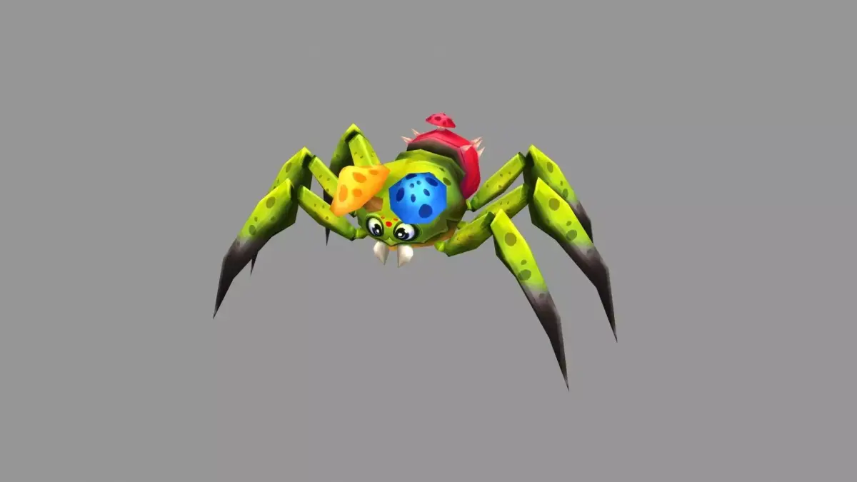 Cartoon green venomous spider Low-poly 3D model