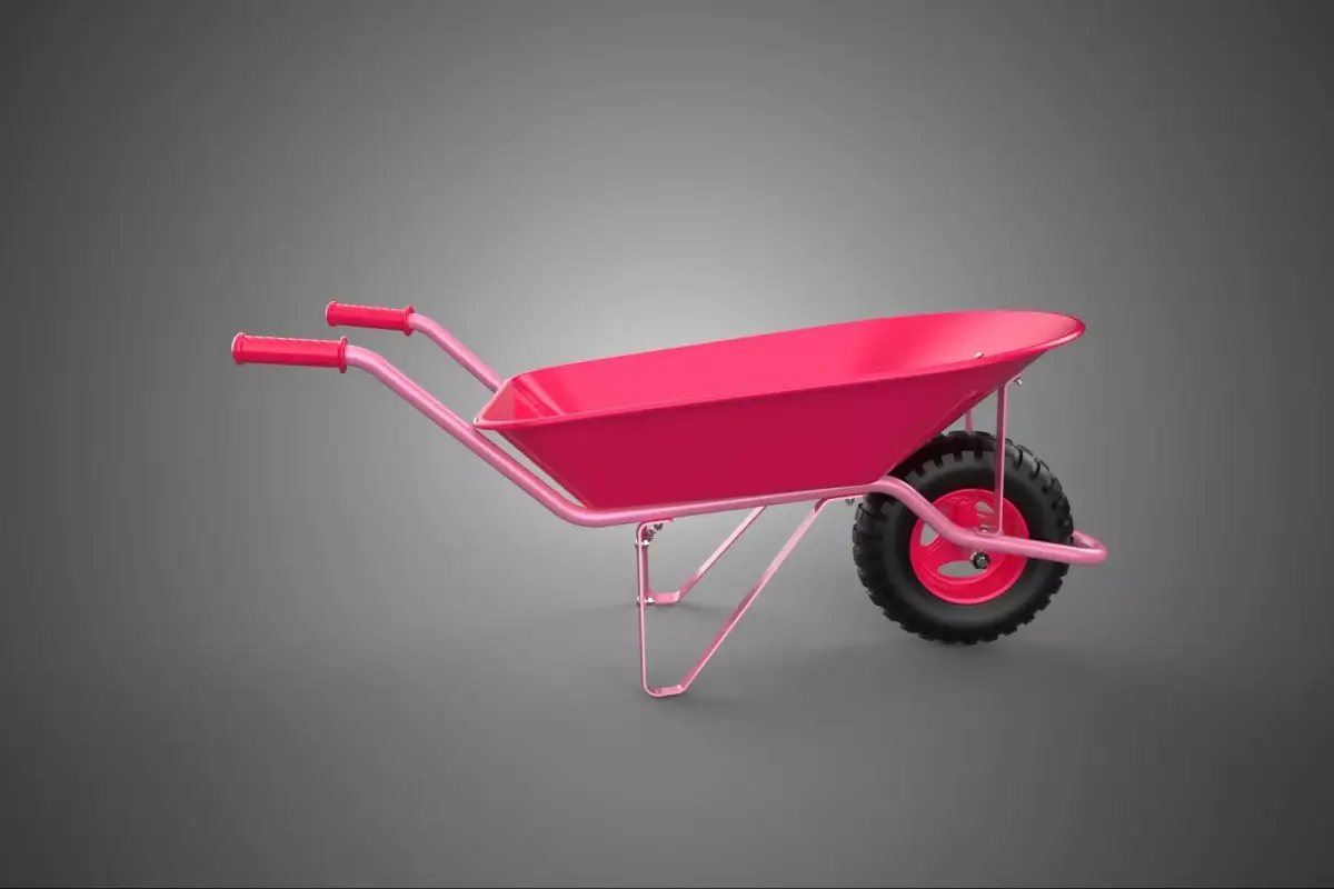 PINK WAGON TOY WHEELBARROW CART LITTLE KID CHILDREN GARDEN TOYS 3D model
