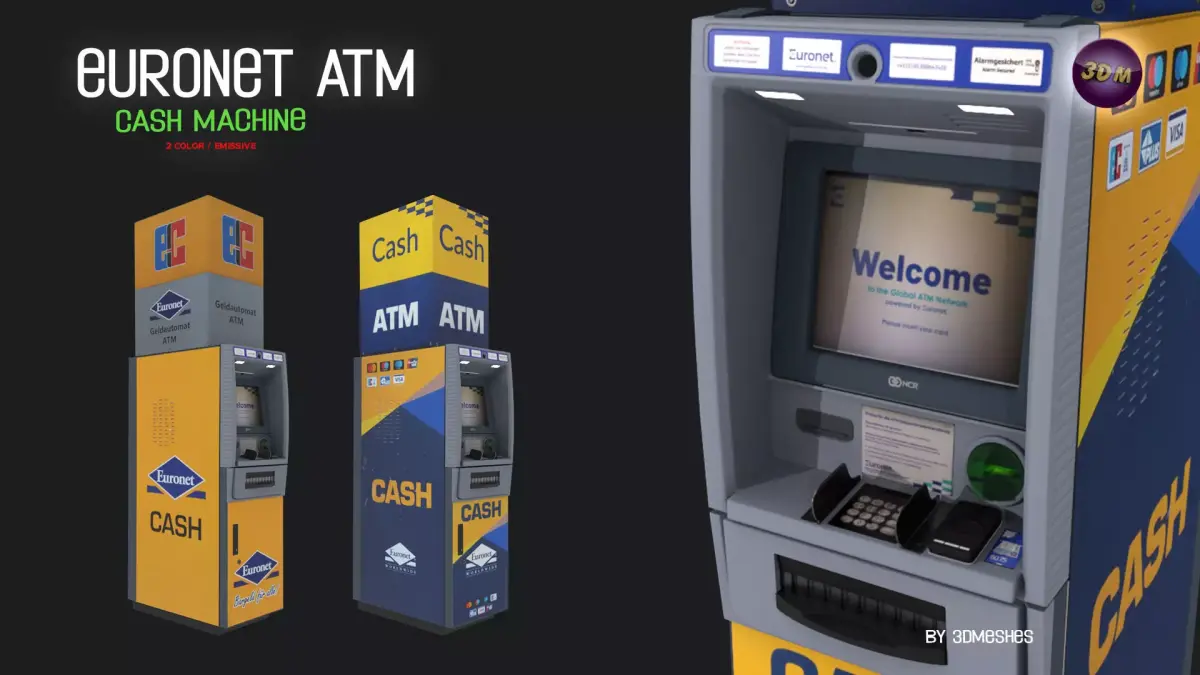 Euronet ATM - Cash Machine  Low-poly 3D model