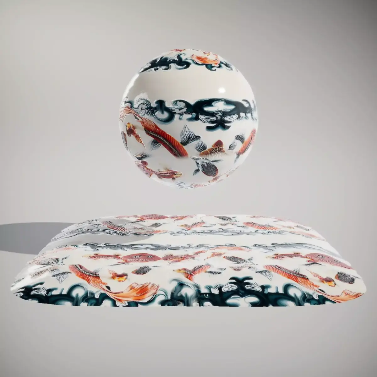 Porcelain Koi Pattern HQ PBR Textures Set Texture