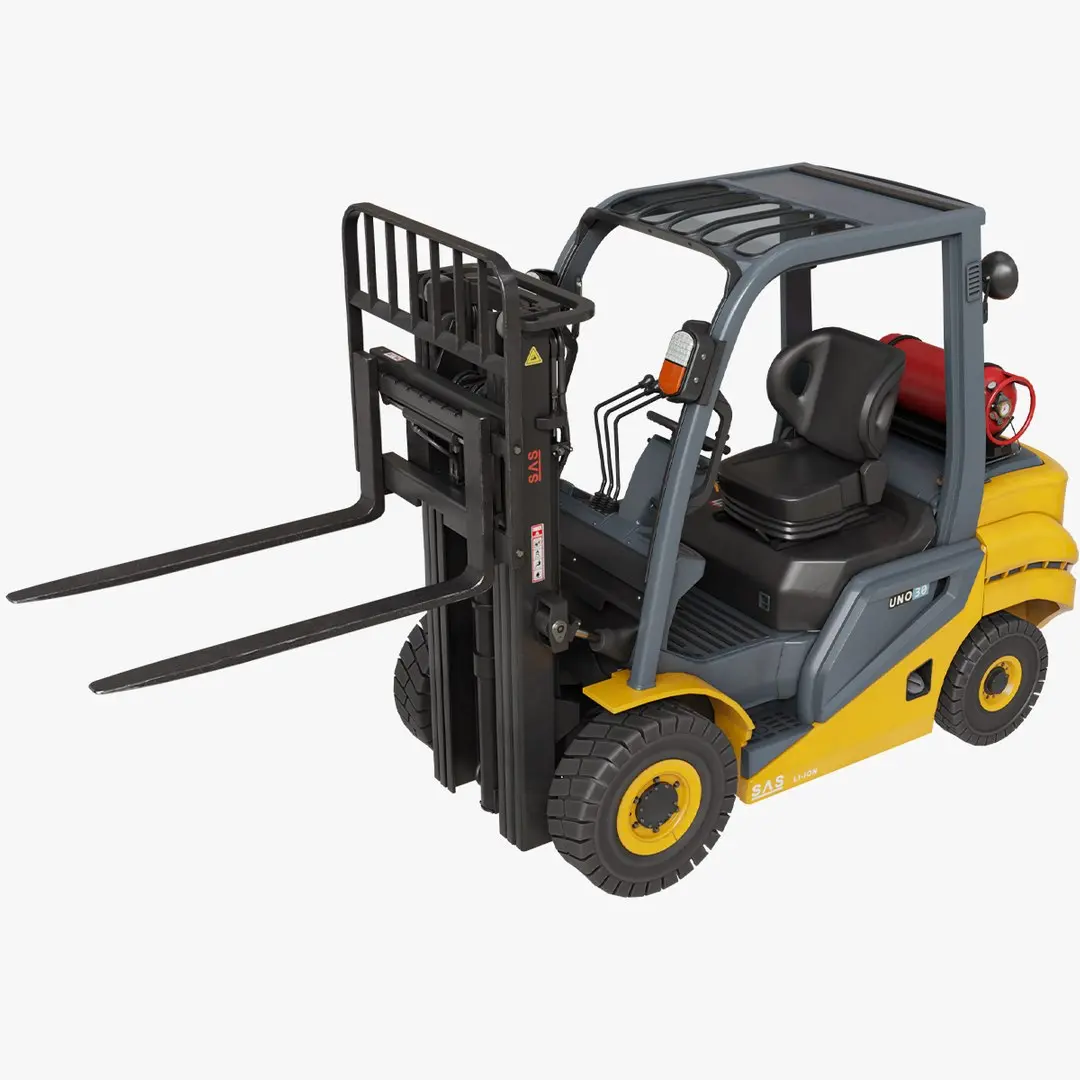 Forklift Truck 02 Yellow Rigged All PBR Unity UE Textures 3D model