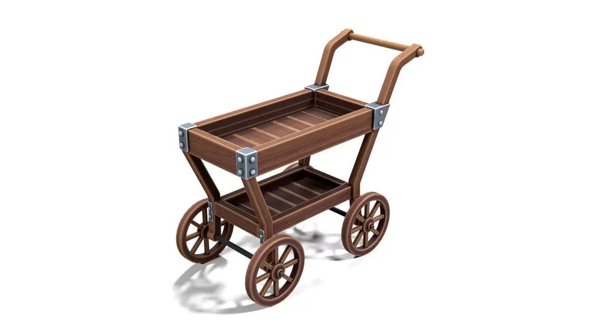 Wooden Cart 01 PBR Low-poly 3D model