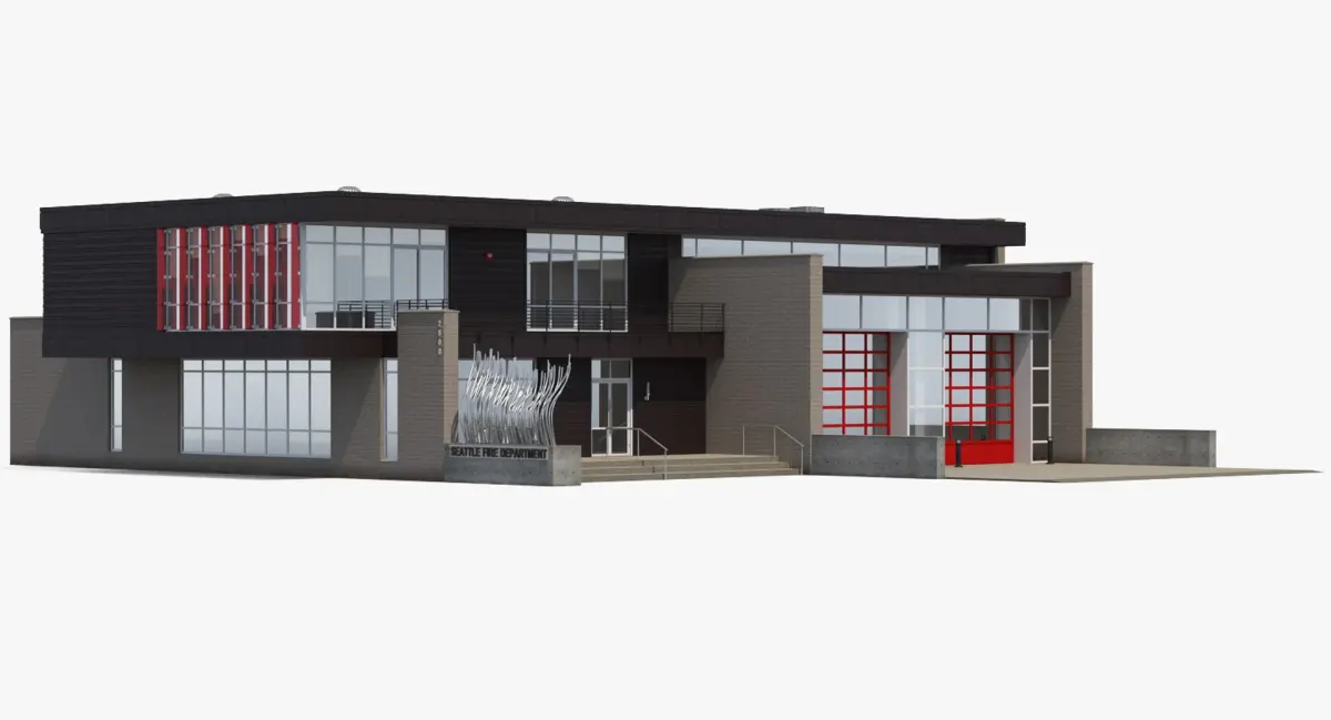 Modern Fire Station Building 3D model
