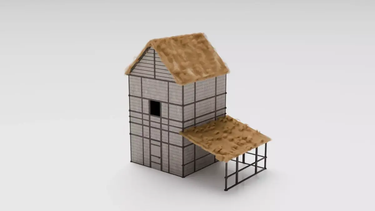 Medieval Woodworkers House Low-poly 3D model